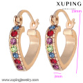 92207 xuping china atacado luxuoso personalizado mulheres jóias colorido amor coração 18 k banhado a ouro brinco de argola